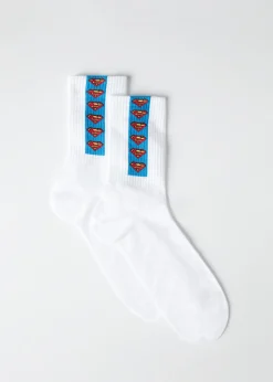 Short Socks^Calzedonia Men's Superman Crew Socks 9707 - White Stripe Superman