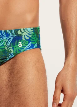 Briefs^Calzedonia Men's Swim Shorts Rio 677C - Leaf Pattern