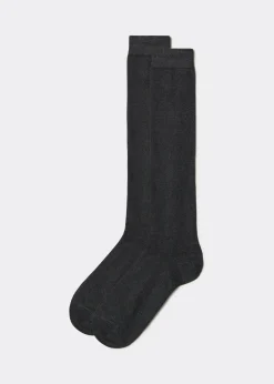 Long Socks^Calzedonia Men's Warm Cotton Long Socks 020 - Anthracite Grey Blend