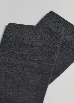 Short Socks^Calzedonia Men's Wool And Cotton Crew Socks 711 - Charcoal Grey Blend