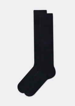 Long Socks^Calzedonia Men's Wool And Cotton Long Socks 016 - Blue