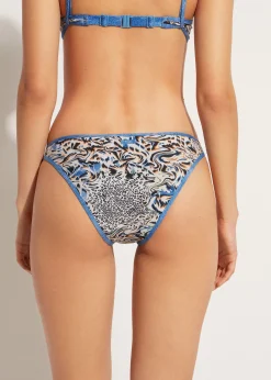 Bikini^Calzedonia Mykonos Double Face Animal Print Bikini Bottoms 690C - Denim Blue Animal Print