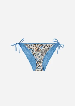 Bikini^Calzedonia Mykonos Double Face Bow Bikini Bottoms 690C - Denim Blue Animal Print