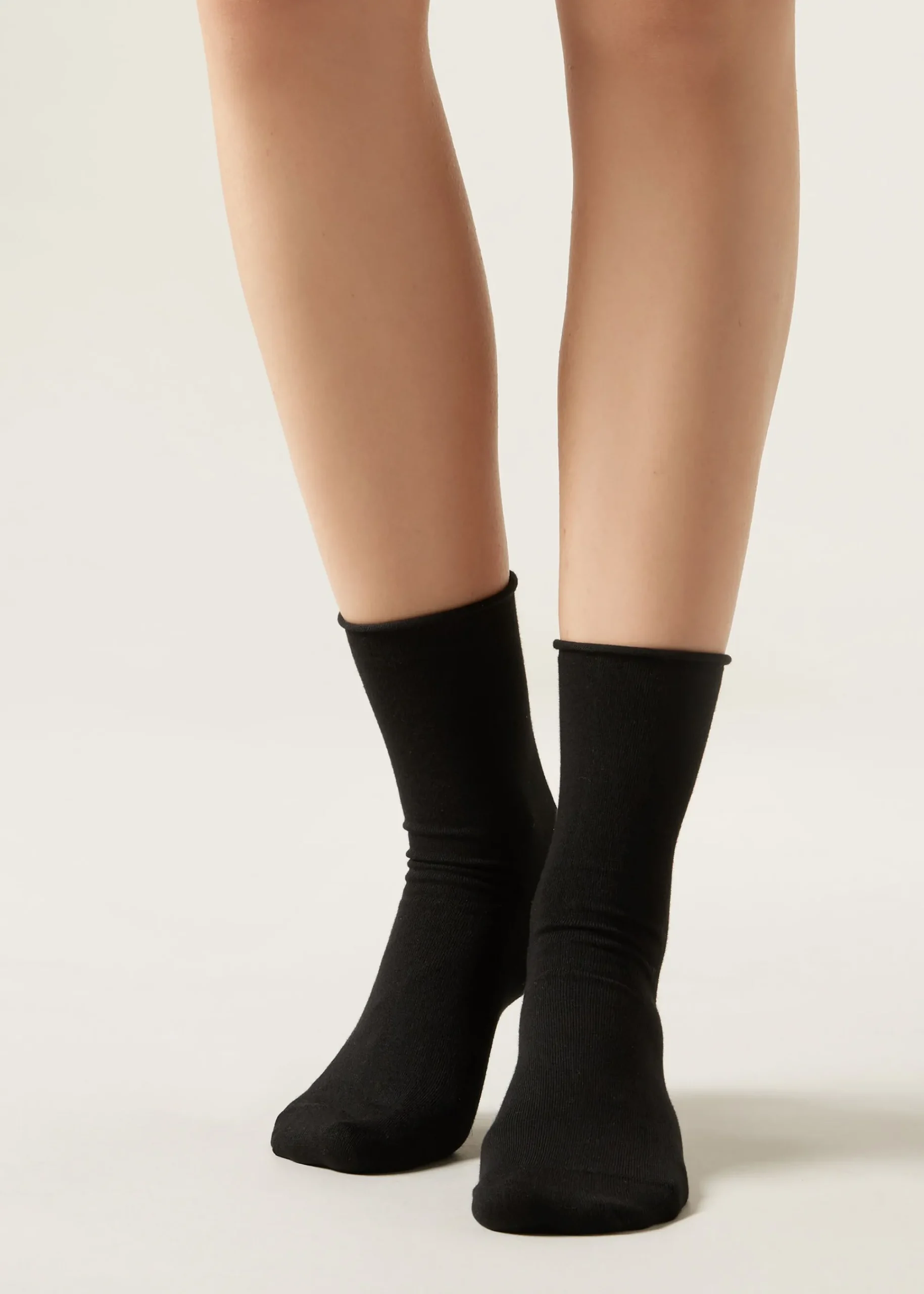Short Socks^Calzedonia Non-Elastic Cotton Ankle Socks 019 - Black
