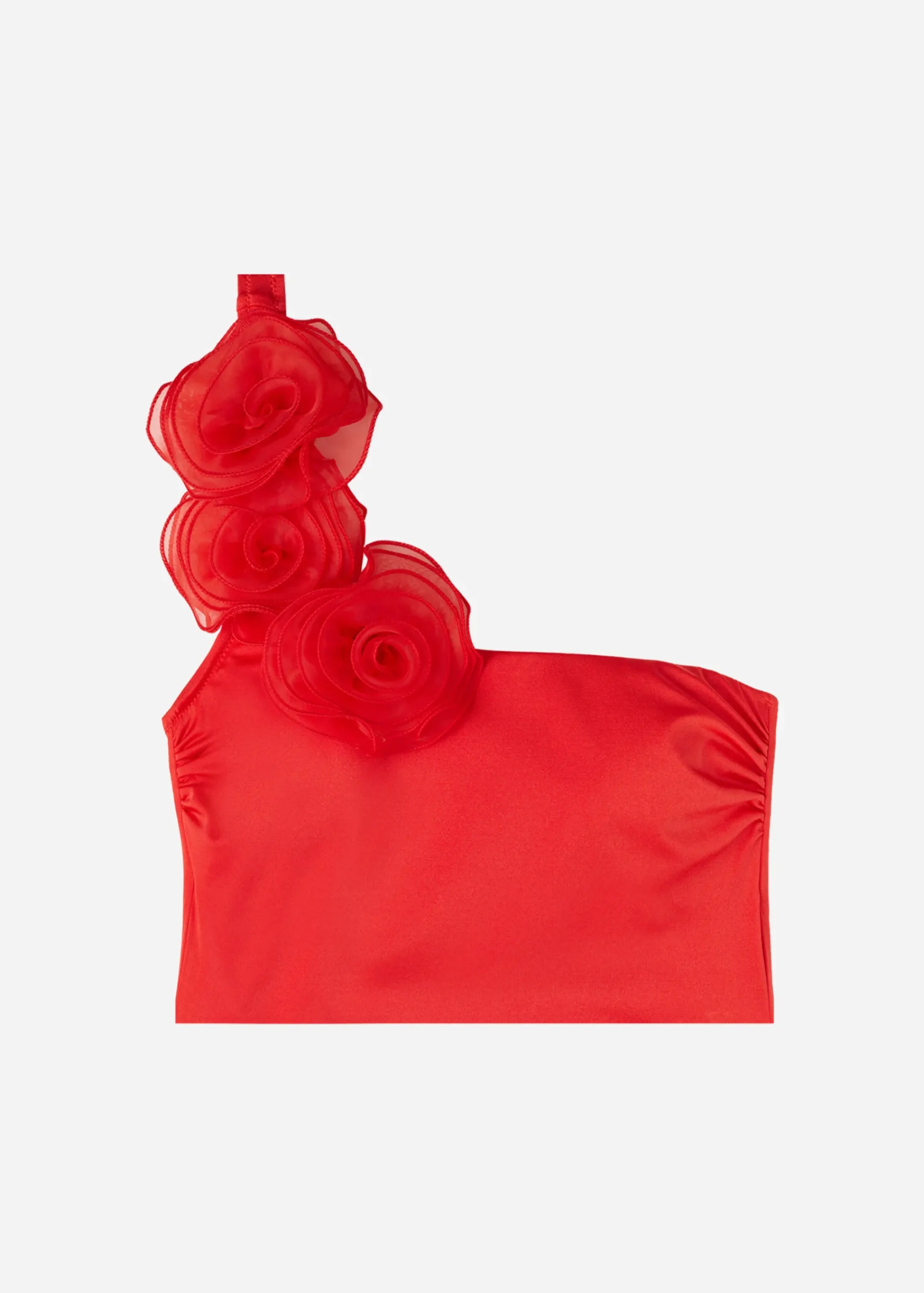 Bikini^Calzedonia One-Shoulder Bandeau Tankini Top Bora Bora 703C - Shiny Red