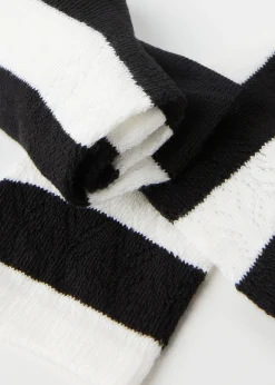 Short Socks^Calzedonia Openwork And Striped Short Socks 9657 - Black Openwork Stripe