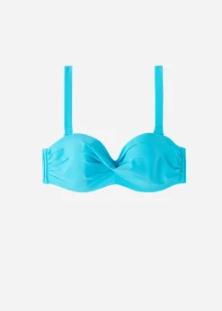 Bikini^Calzedonia Padded Bandeau Bikini Top Indonesia 616C - Turquoise Green
