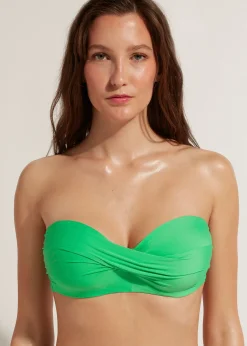 Bikini^Calzedonia Padded Bandeau Bikini Top Indonesia 615C - Shiny Green