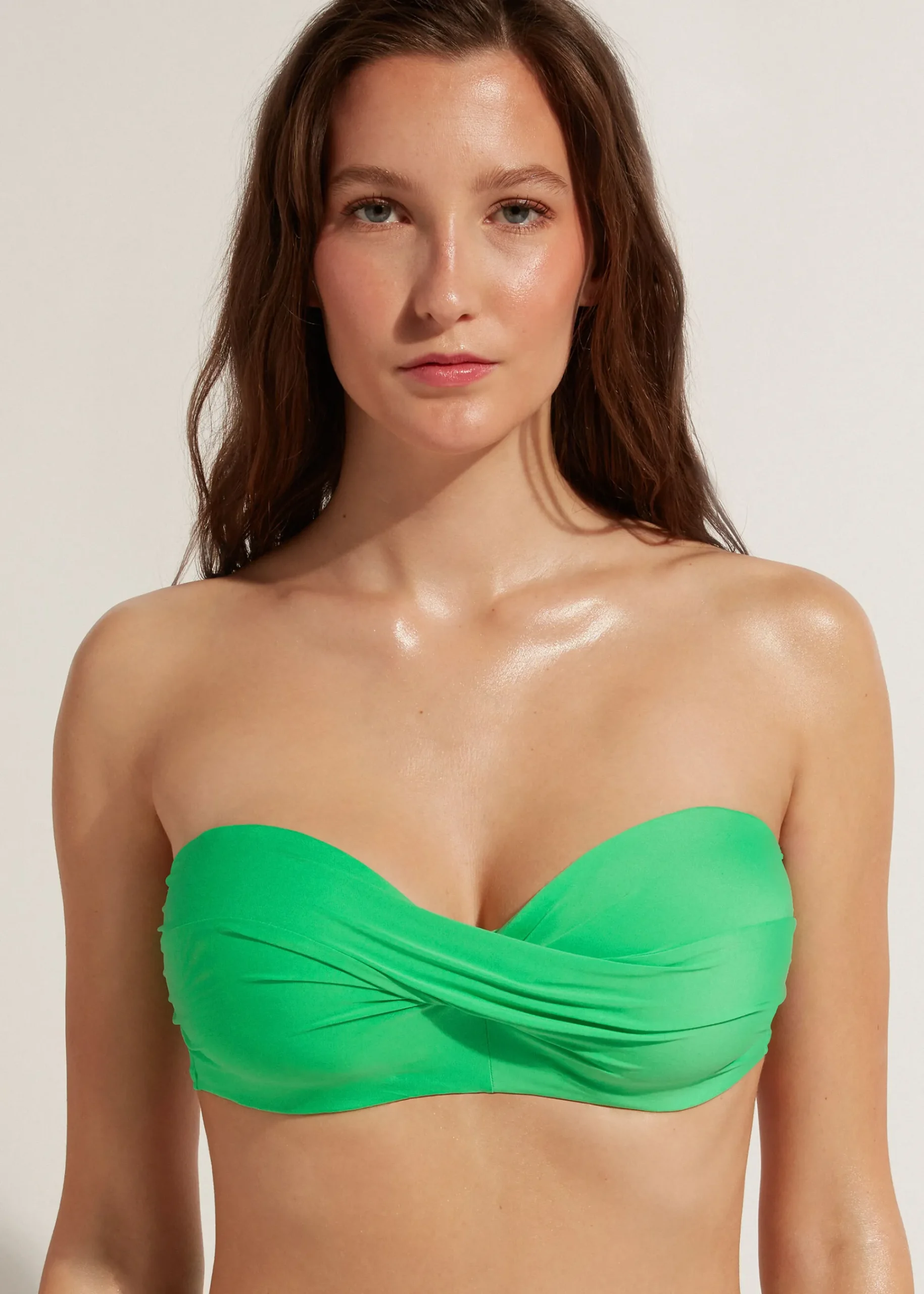 Bikini^Calzedonia Padded Bandeau Bikini Top Indonesia 615C - Shiny Green