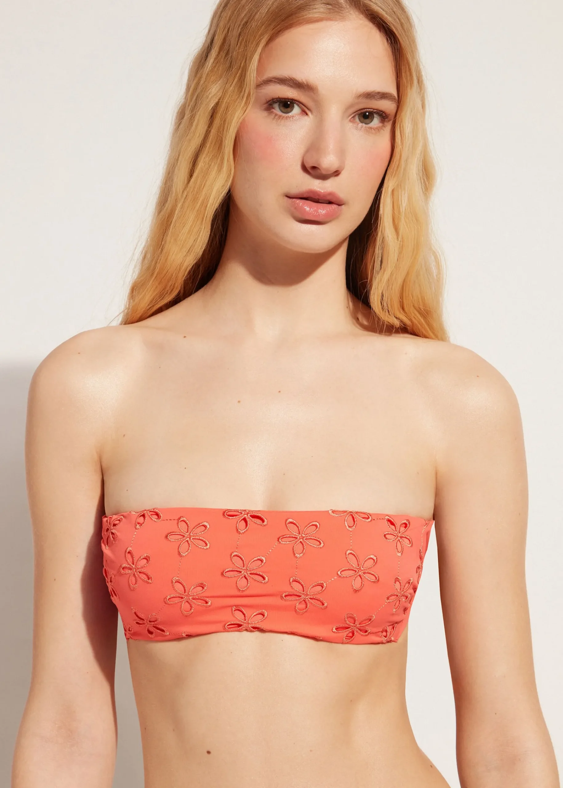 Bikini^Calzedonia Padded Bandeau Bikini Top Corfu 619C - Orange Coral