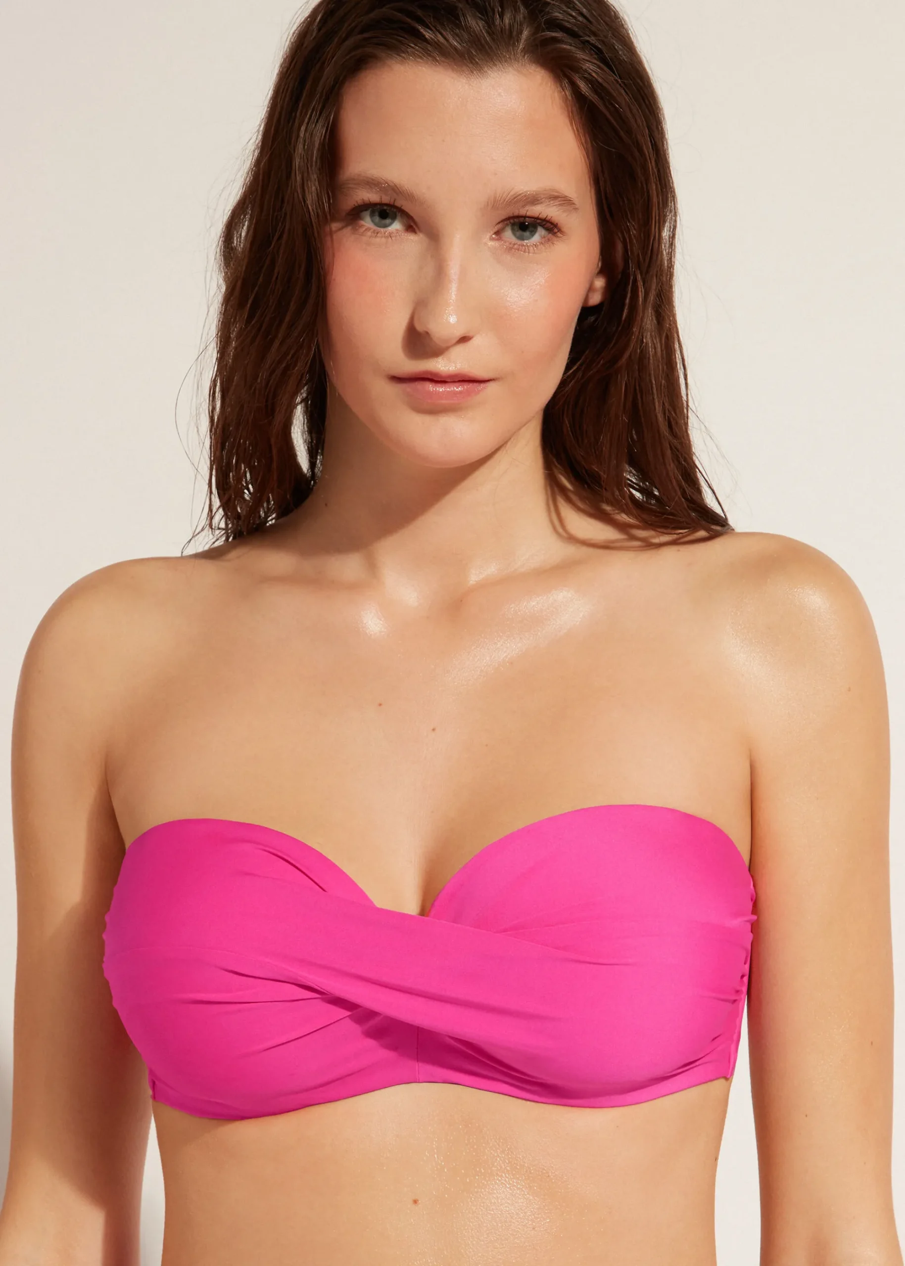 Bikini^Calzedonia Padded Bandeau Bikini Top Indonesia 614C - Bright Pink