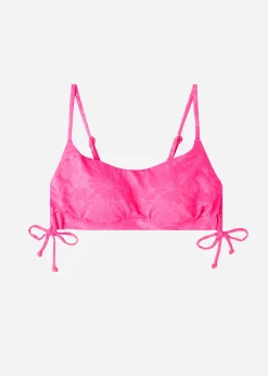 Bikini^Calzedonia Padded Crop Bikini Top Antibes 639C - Bright Pink Flowers