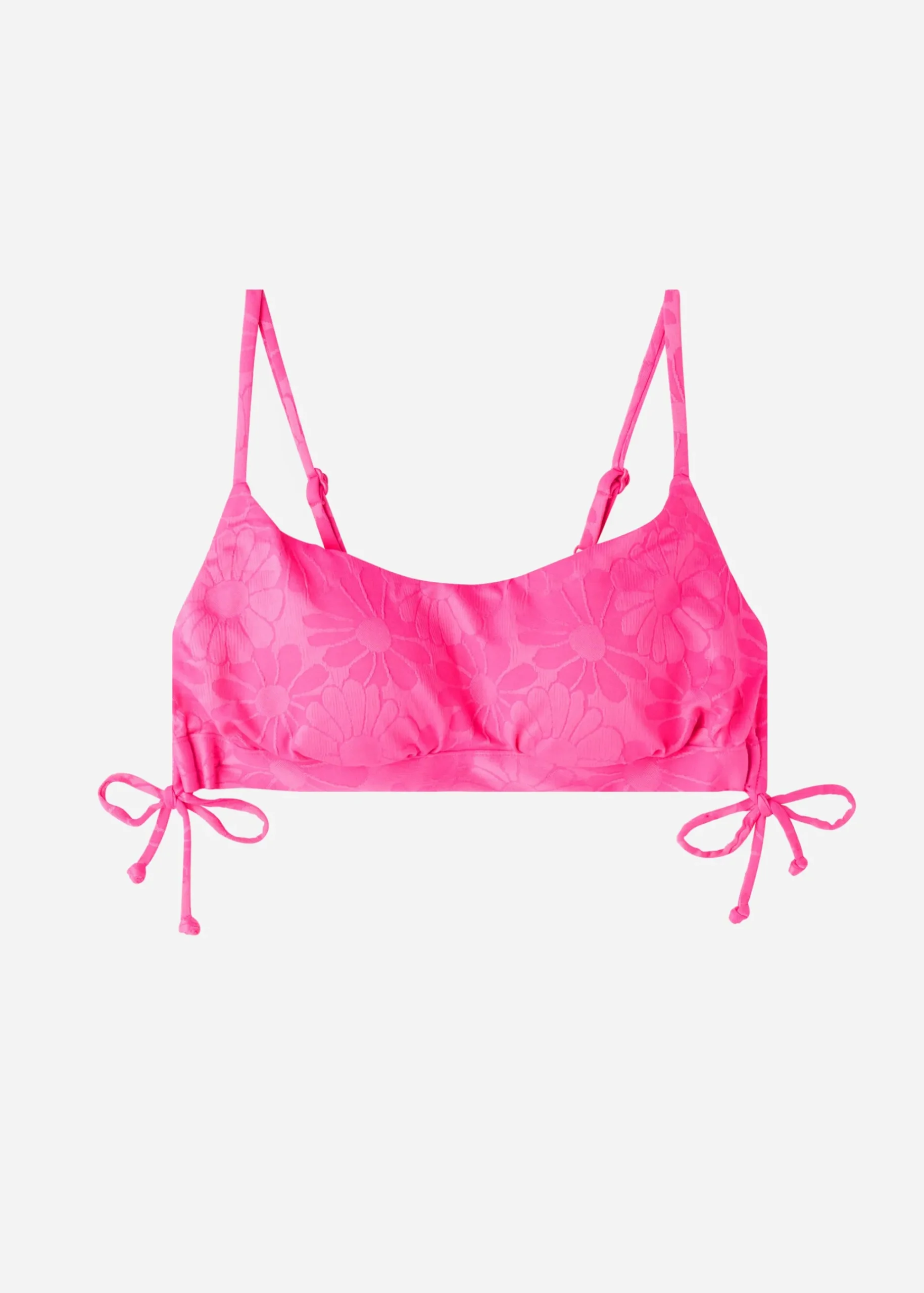 Bikini^Calzedonia Padded Crop Bikini Top Antibes 639C - Bright Pink Flowers