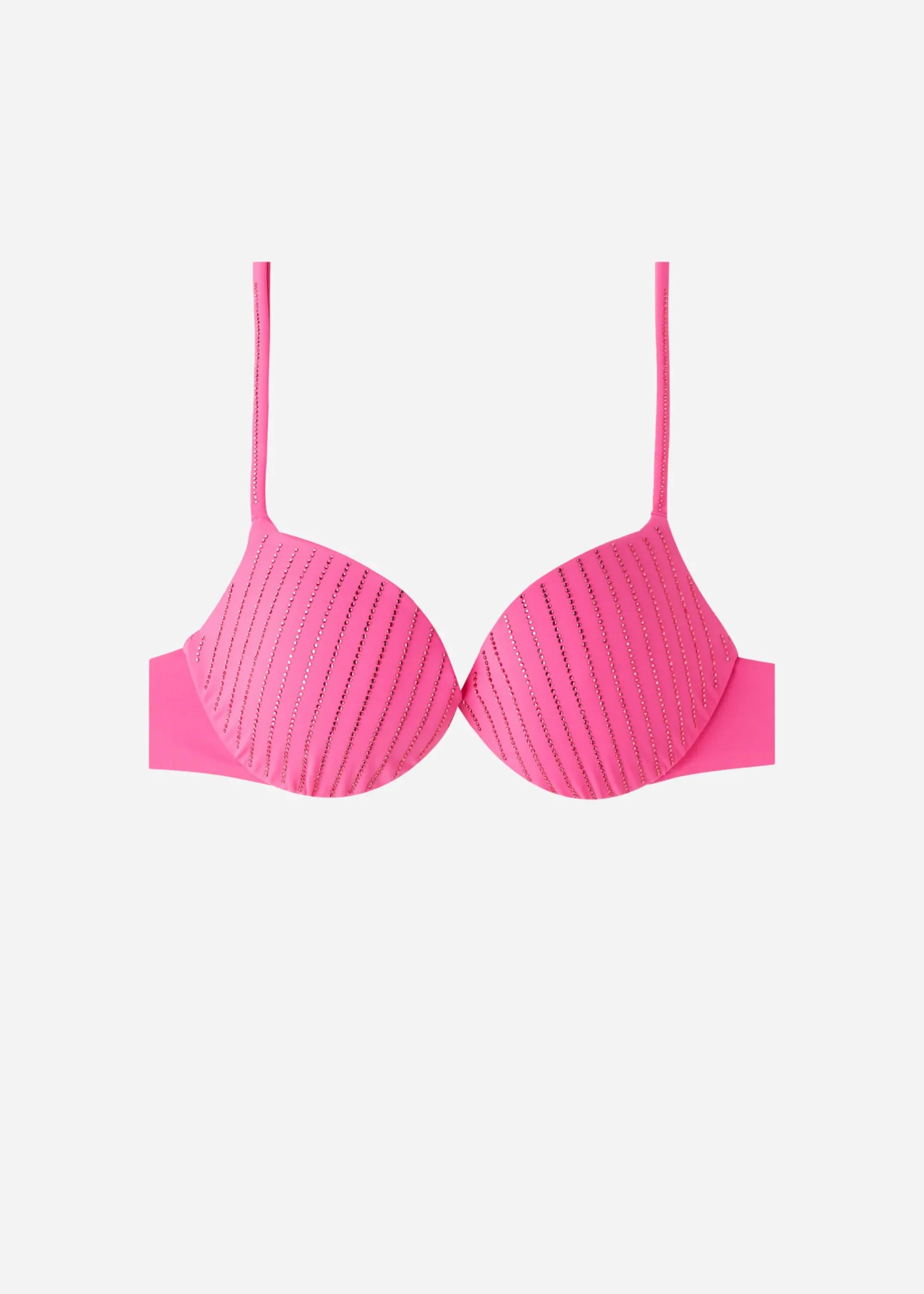 Bikini^Calzedonia Padded Push-Up Bikini Top Shanghai 625C - Bright Pink Rhinestone