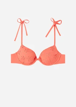 Bikini^Calzedonia Padded Push-Up Bikini Top Corfu 619C - Orange Coral