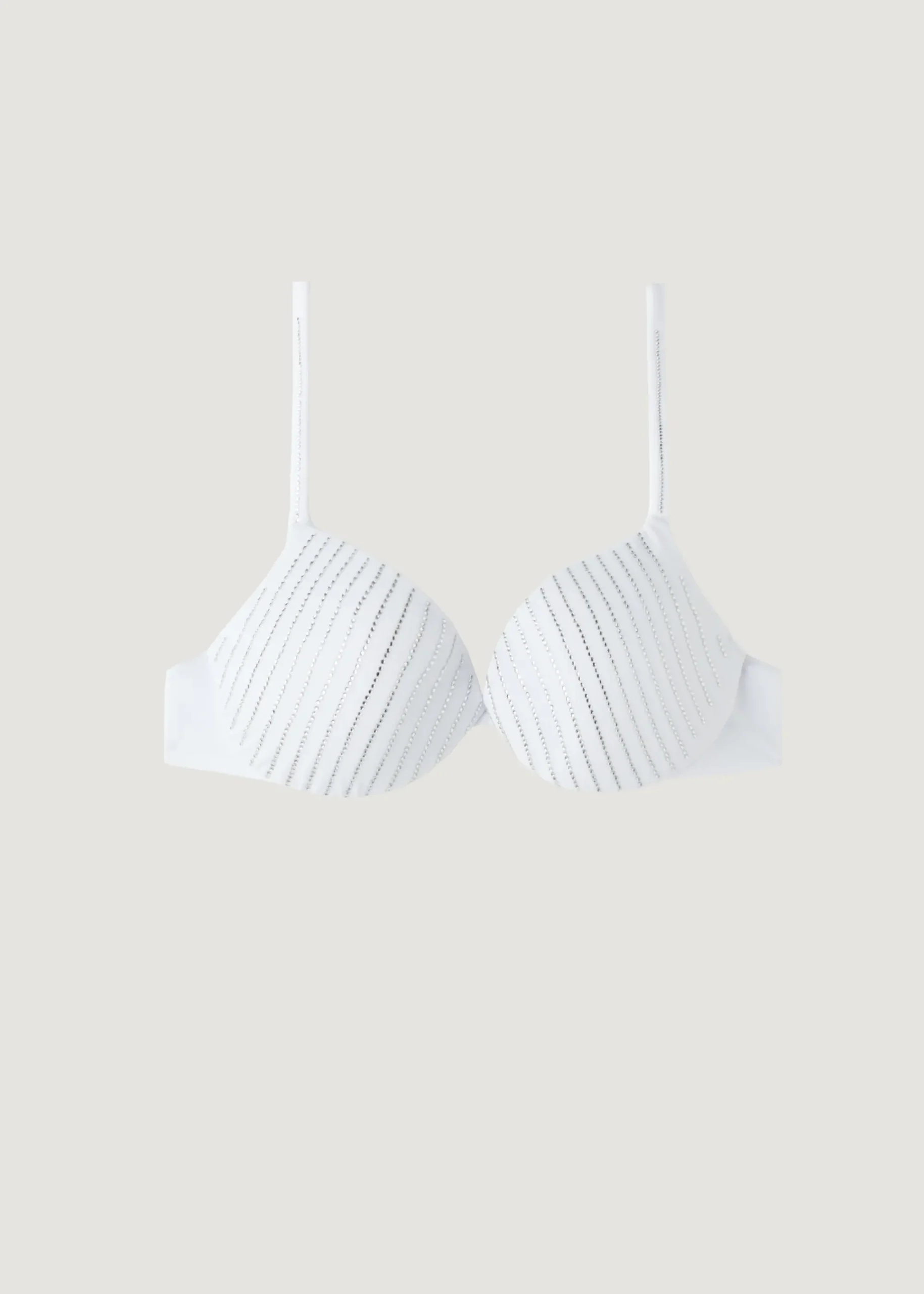 Bikini^Calzedonia Padded Push-Up Bikini Top Shanghai 624C - White Rhinestone