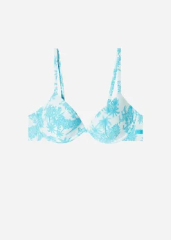 Bikini^Calzedonia Padded Push-Up Bikini Top Sorrento 696C - Summer Palm Tree Pattern