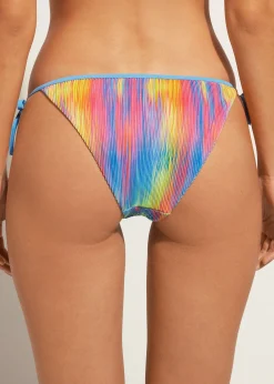 Bikini^Calzedonia Plisse Tie Bikini Bottoms Maiorca 643C - Rainbow