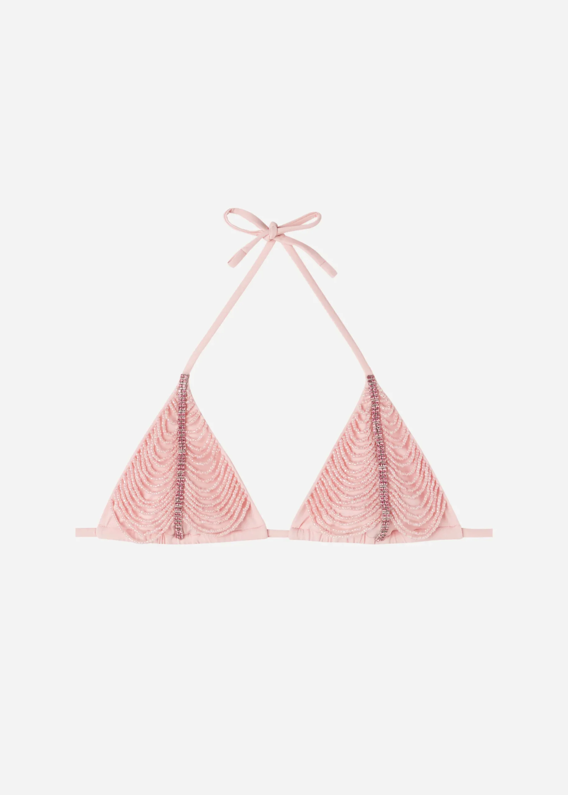 Bikini^Calzedonia Rhinestone And Pearl Slide Triangle Bikini Top Manila 705C - Pink Rhinestone
