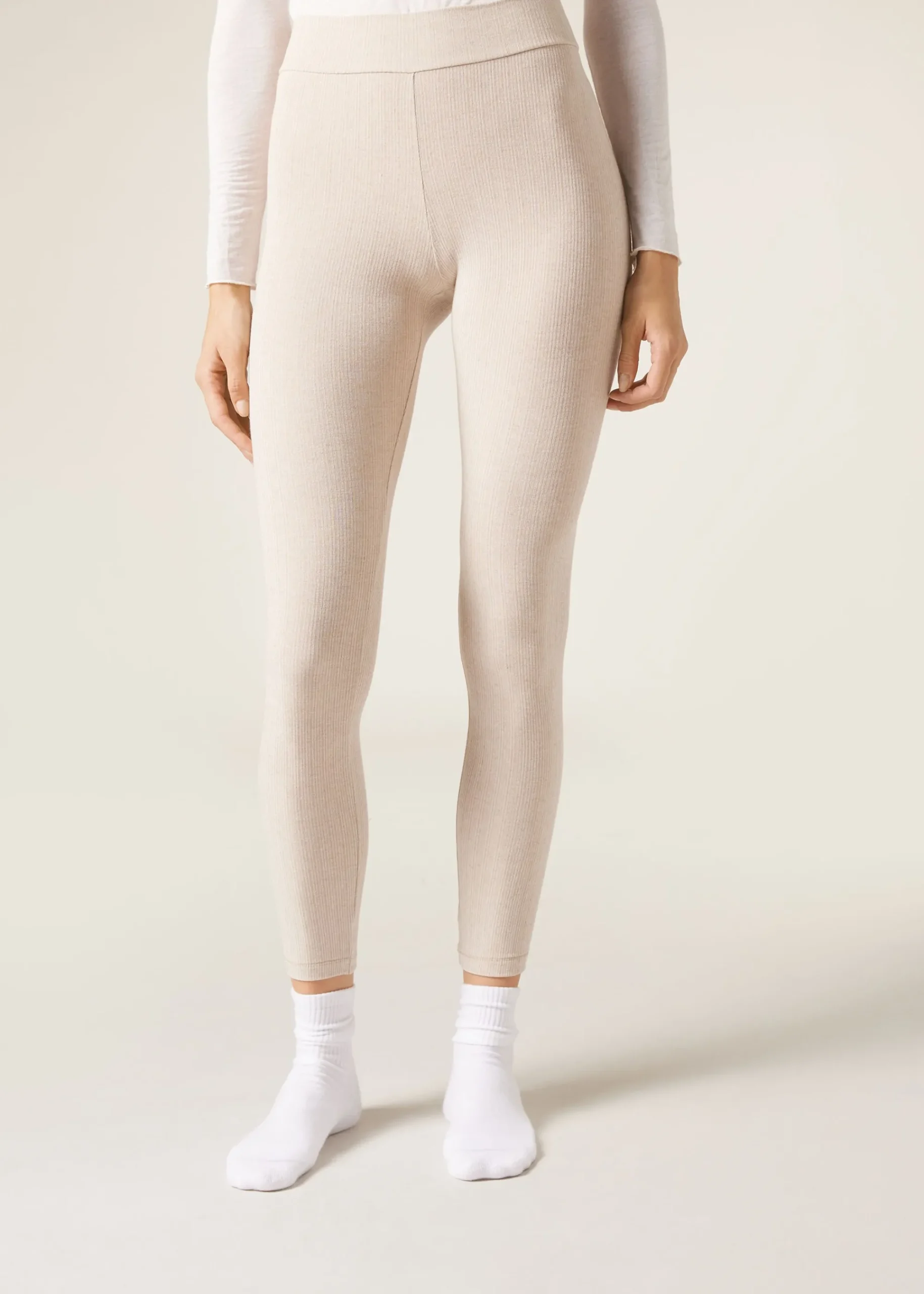Leggings^Calzedonia Ribbed Leggings With Cashmere 134C - Natural Blend