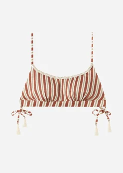 Bikini^Calzedonia Rodi Stripe Crop Bikini Top 687C - Brown/White Stripes