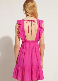 Beachwear^Calzedonia Ruffle Passementerie Short Dress 614C - Bright Pink