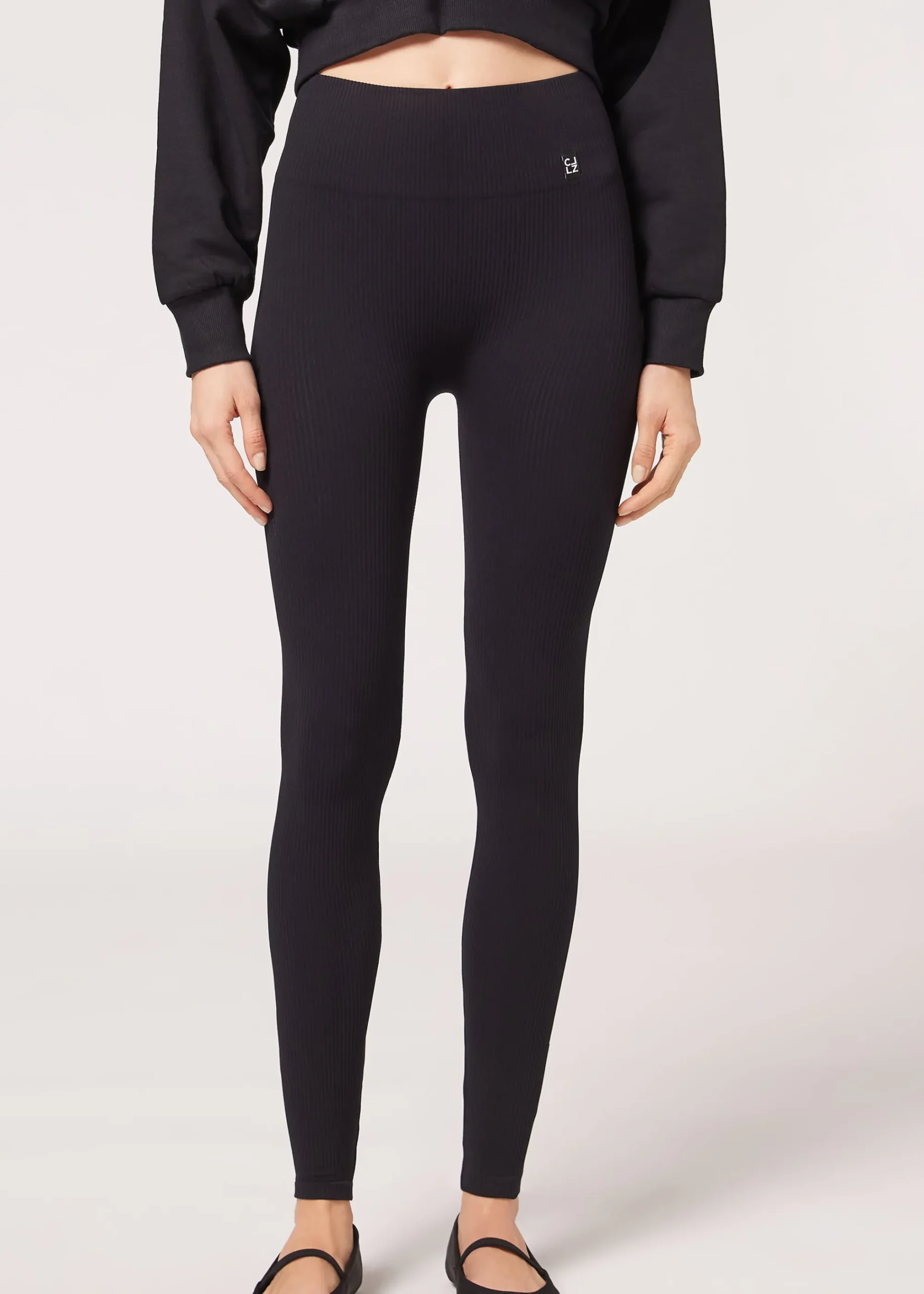 Leggings^Calzedonia Seamless Fine Ribbed Sports Leggings 019 - Black