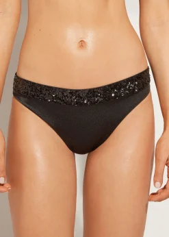 Bikini^Calzedonia Sequin Bikini Bottoms Cannes 650C - Black Sequin