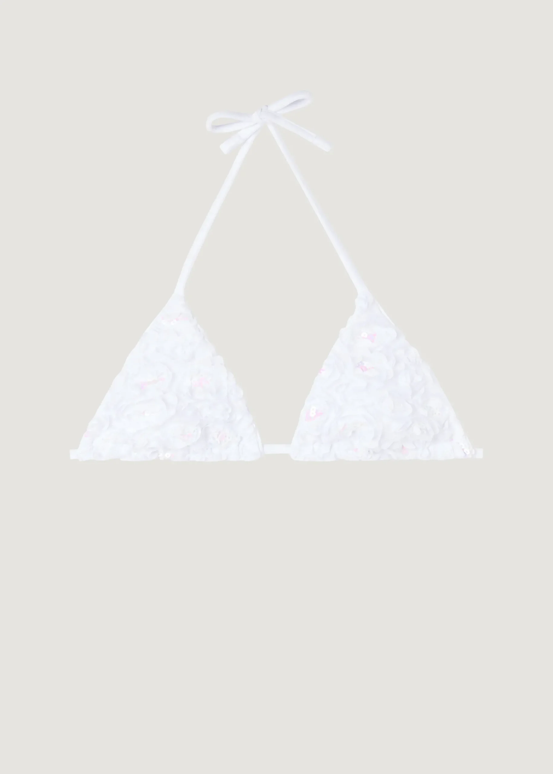 Bikini^Calzedonia Sequin Floral Slide Triangle Bikini Top Parigi 709C - White Roses