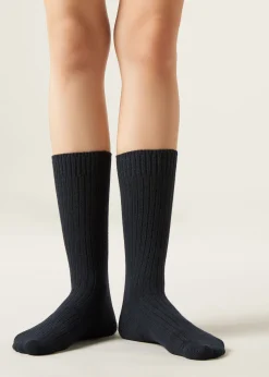 Short Socks^Calzedonia Short Ribbed Socks With Wool And Cashmere 016 - Blue