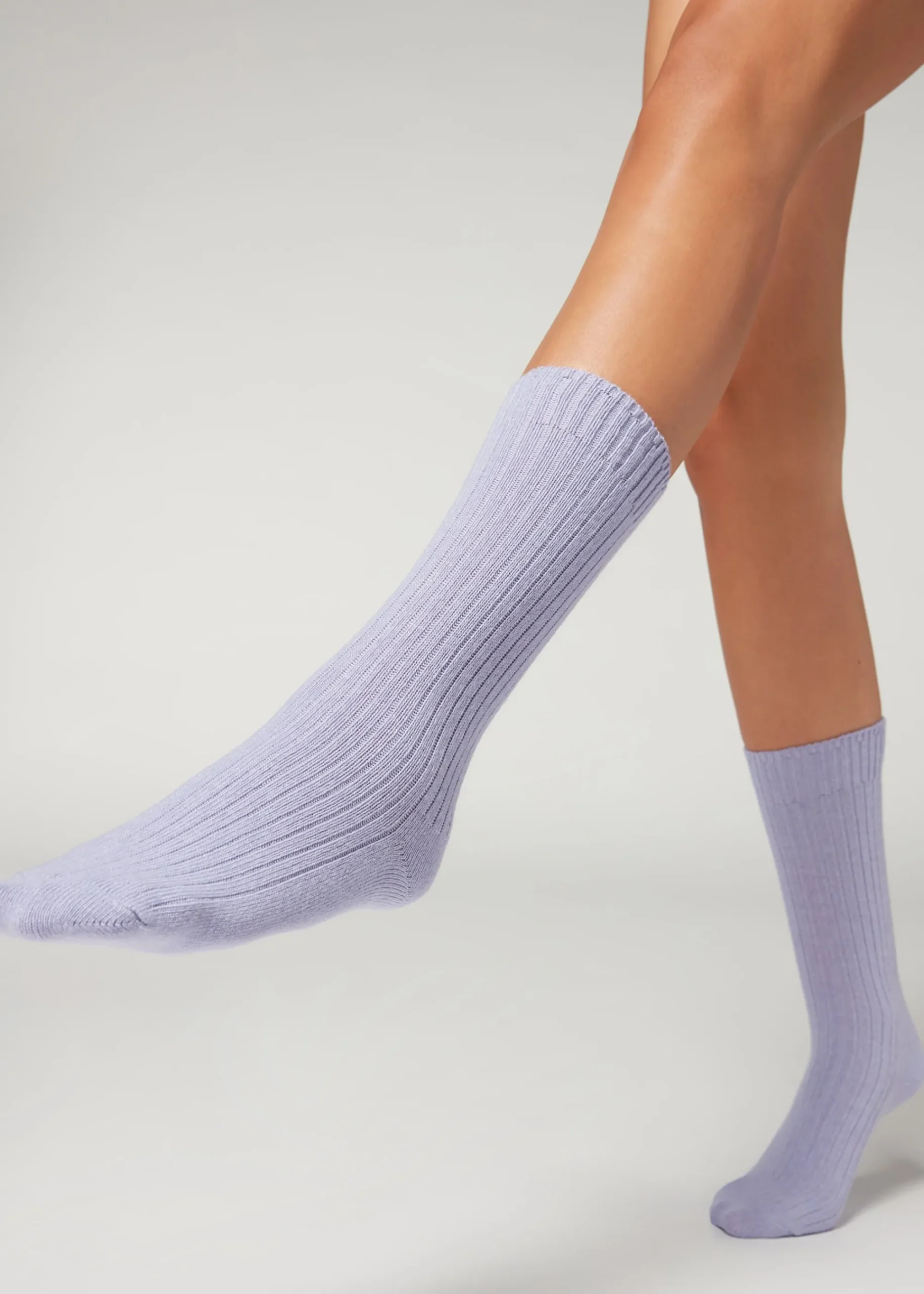 Short Socks^Calzedonia Short Ribbed Socks With Wool And Cashmere 9612 - Lilla Ametista