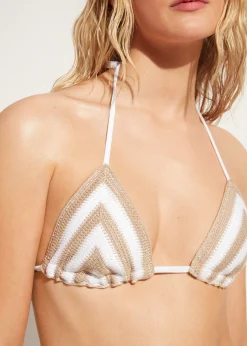 Bikini^Calzedonia Slide Triangle Bikini Top Mumbai 618C - White/Light Beige