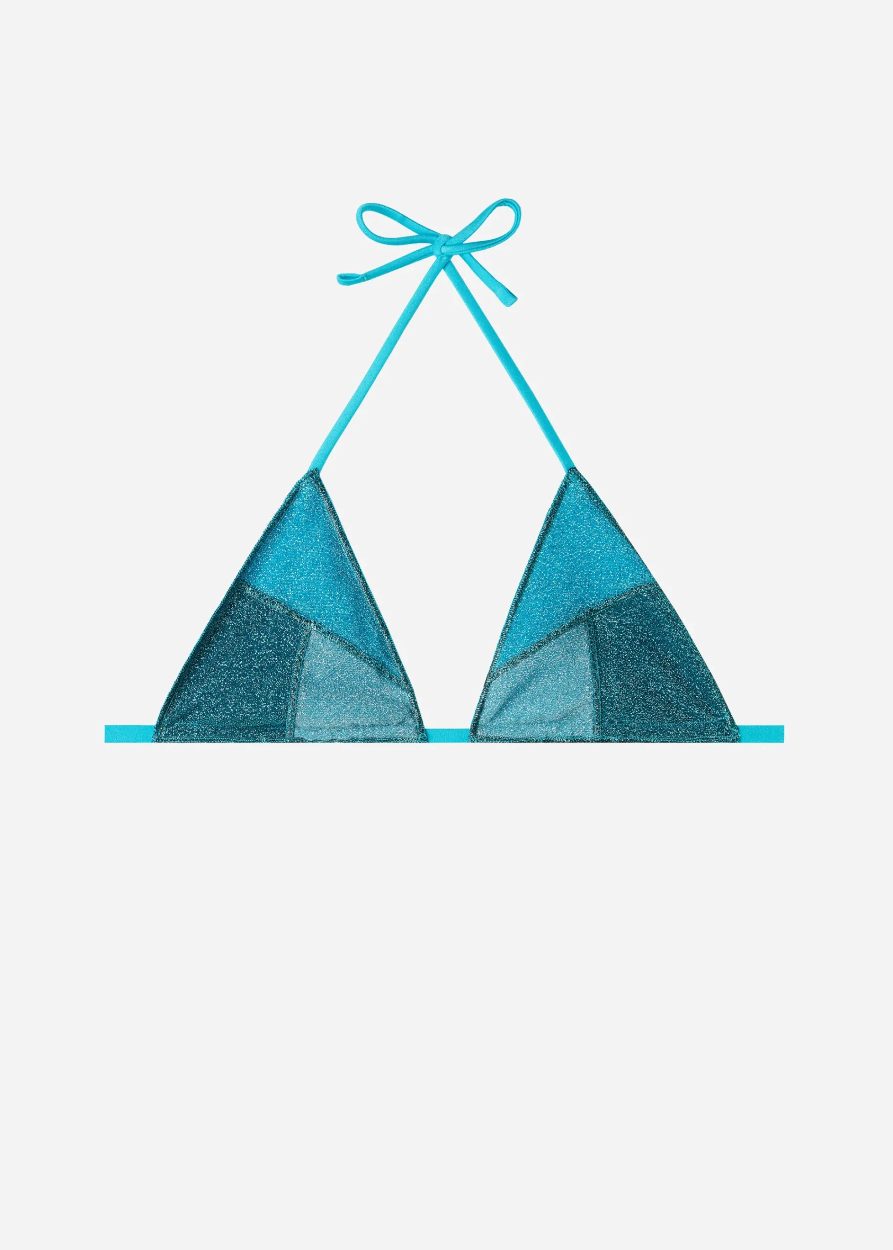 Bikini^Calzedonia Slide Triangle Bikini Top Lisbona 706C - Turquoise Green Patchwork