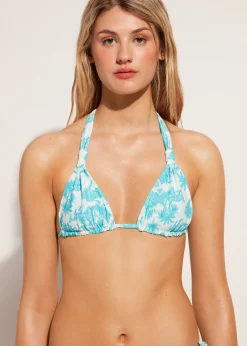 Bikini^Calzedonia Slide Triangle Bikini Top Sorrento 696C - Summer Palm Tree Pattern