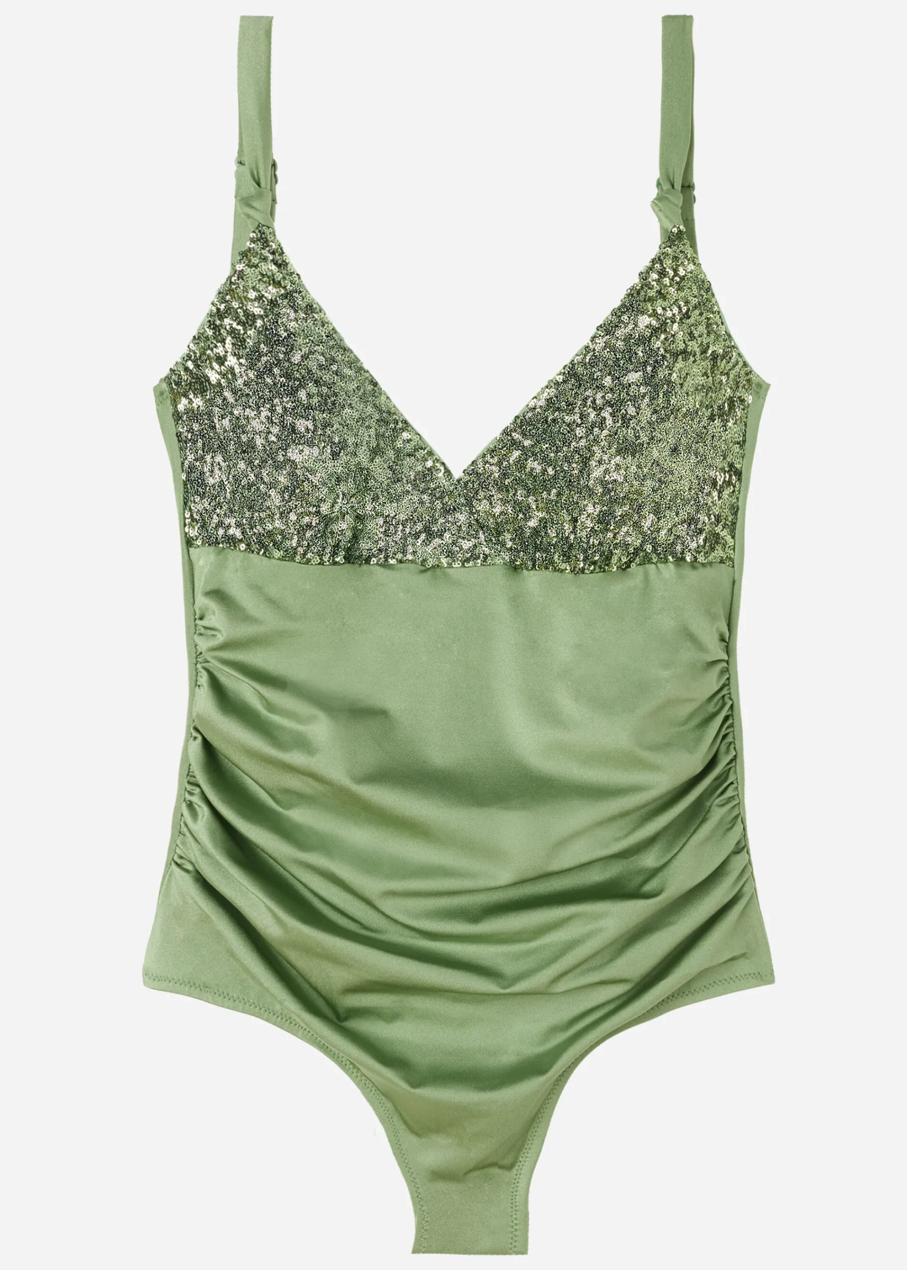 One-Piece Swimswuits^Calzedonia Slimming Padded Swimsuit Cannes 622C - Paillettes Desert Green