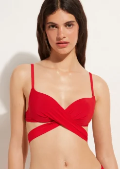 Bikini^Calzedonia Soft Graduated Padded Push Up Bikini Top Indonesia 645C - Summer Red
