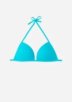 Bikini^Calzedonia Soft Graduated Padded Triangle Bikini Top Indonesia 616C - Turquoise Green