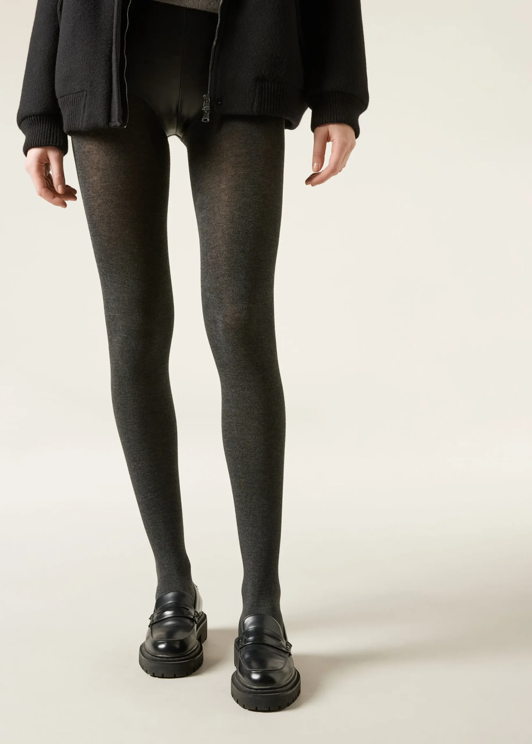 Opaque Tights^Calzedonia Soft Modal And Cashmere Blend Tights 4479 - Dark Grey Blend