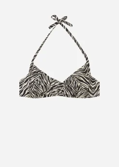 Bikini^Calzedonia Soft Padded Triangle Bikini Top Nairobi 684C - Wild Stripes