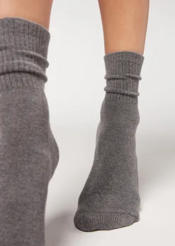 Short Socks^Calzedonia Sport Cashmere Short Socks 042 - Mid Grey Blend