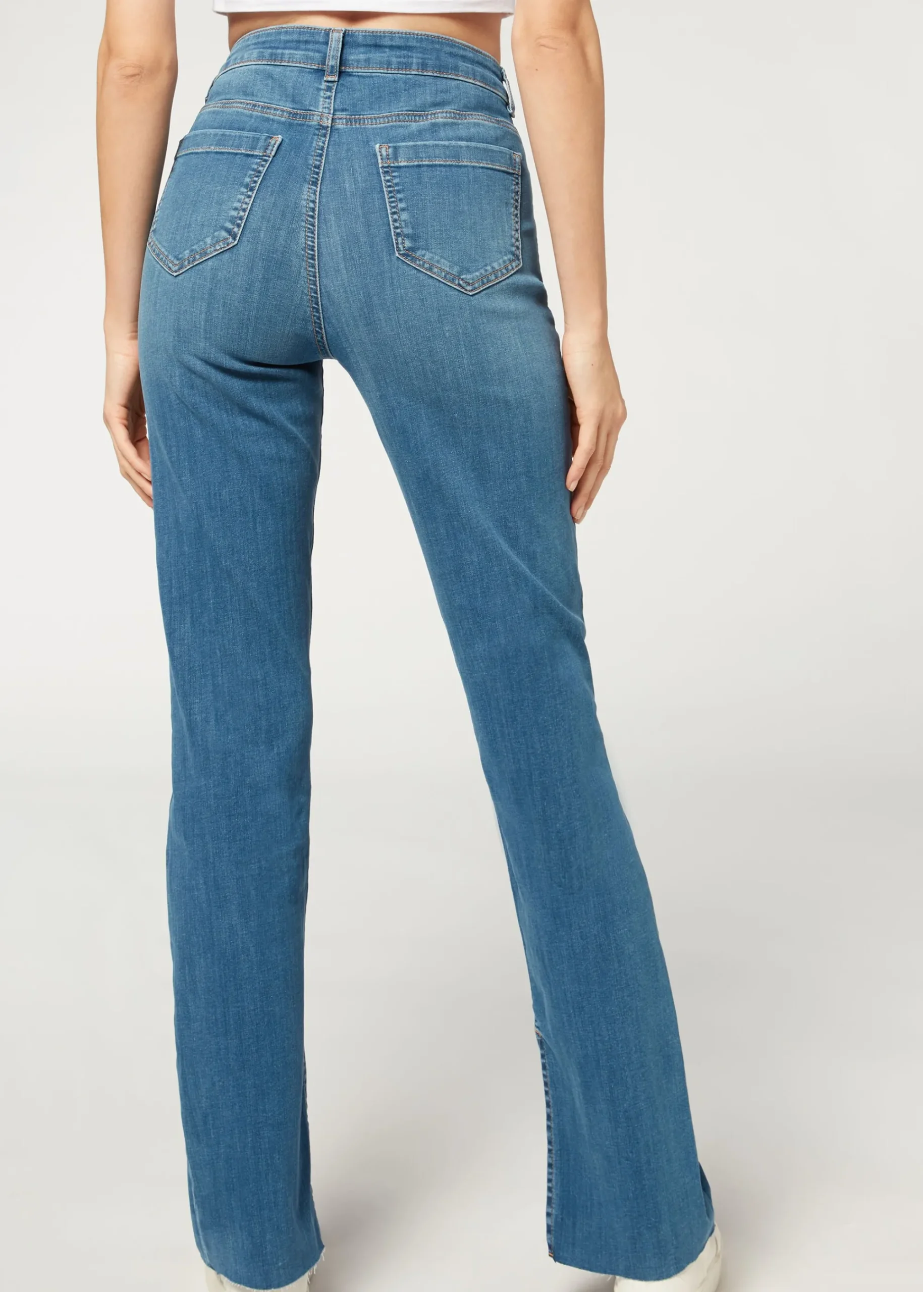 Jeans^Calzedonia Straight Ripped Jeans 5226 - Blue Denim