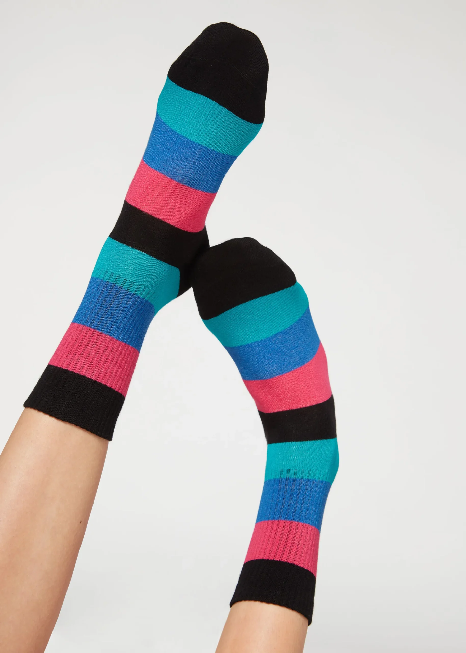 Short Socks^Calzedonia Stripe Patterned Short Socks 9649 - Black Blocks