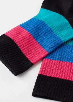 Short Socks^Calzedonia Stripe Patterned Short Socks 9649 - Black Blocks