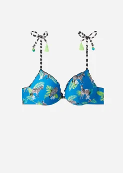 Bikini^Calzedonia Super Graduated Padded Push-Up Bikini Top Cancun 693C - Blue Zebra