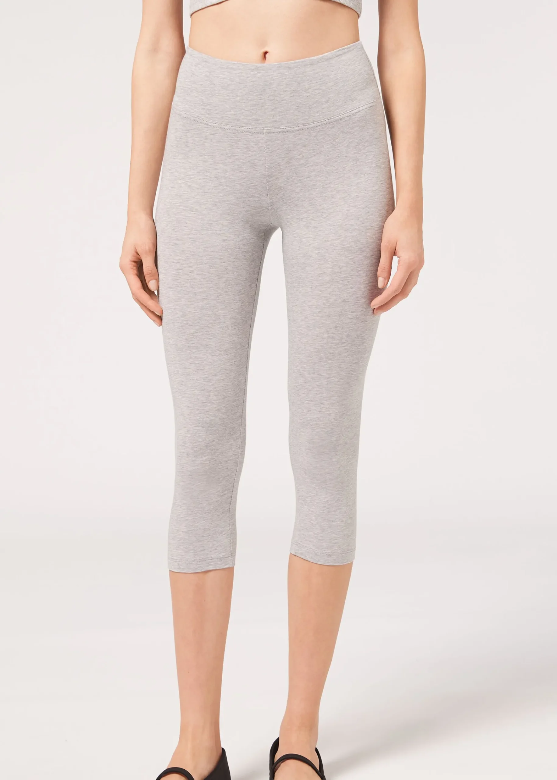 Leggings^Calzedonia Supima Cotton Capri Leggings 383C - Light Grey Blend