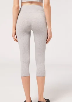 Leggings^Calzedonia Supima Cotton Capri Leggings 383C - Light Grey Blend