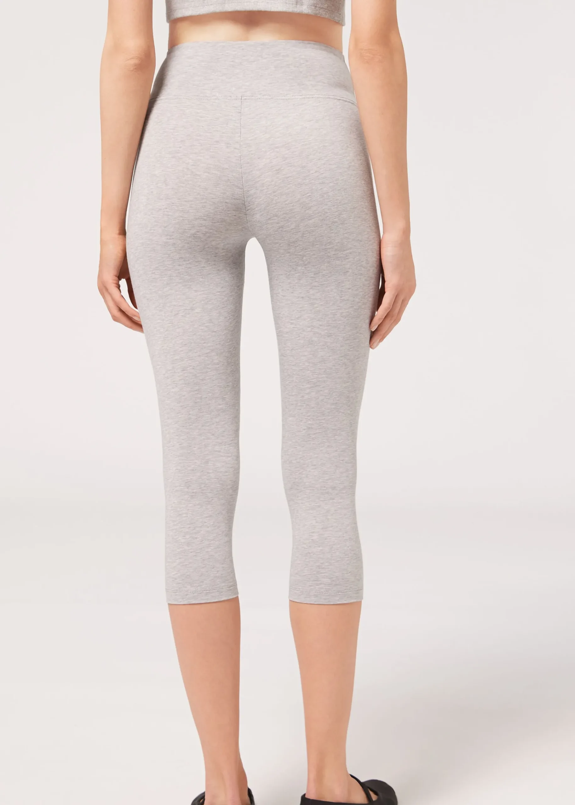 Leggings^Calzedonia Supima Cotton Capri Leggings 383C - Light Grey Blend