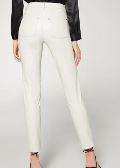Trousers^Calzedonia Thermal Leather-Look Leggings 5112 - Ice Blue