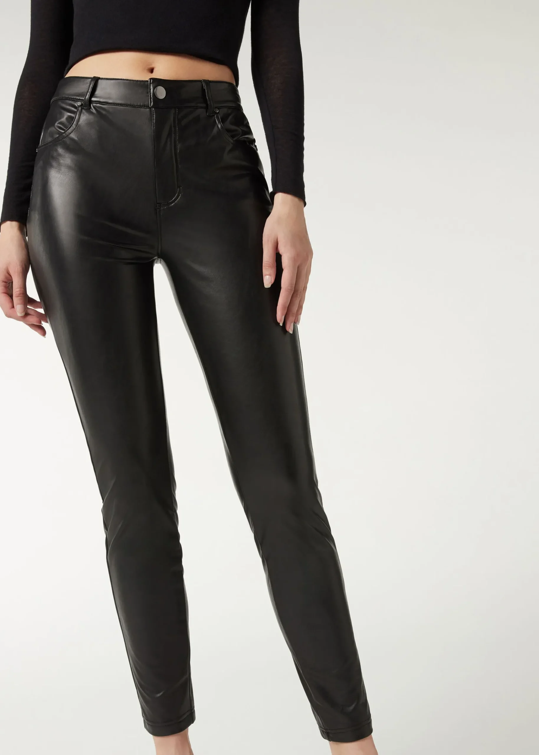 Trousers^Calzedonia Thermal Leather-Look Leggings 019 - Black