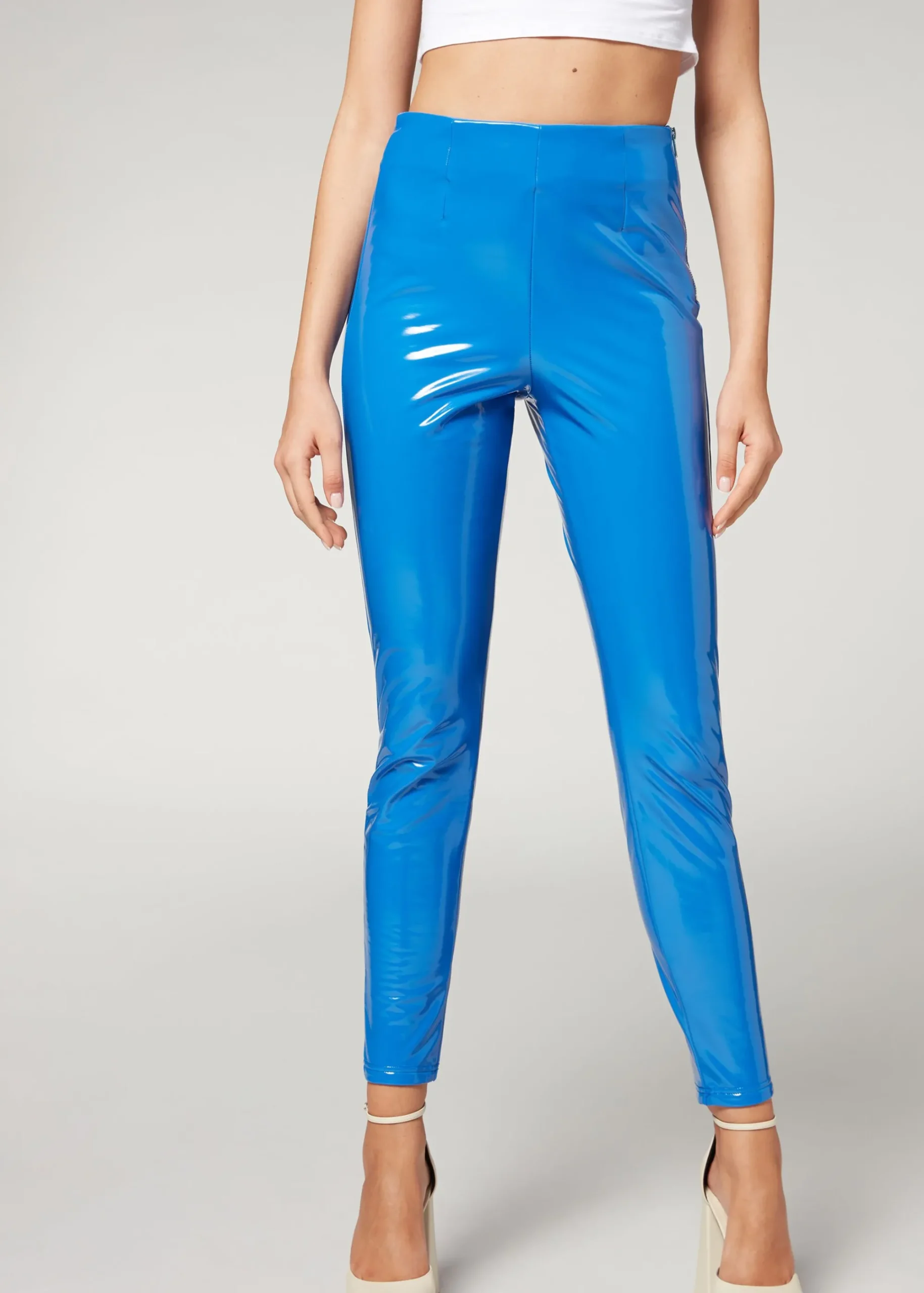 Trousers^Calzedonia Thermal Vinyl Skinny Leggings 5221 - Electric Blue